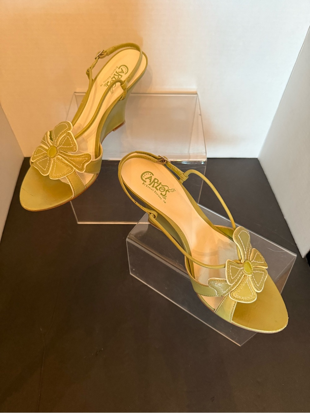 Carlos by Carlos Santana Olive Green Slingback Wedge Sandals size 8M